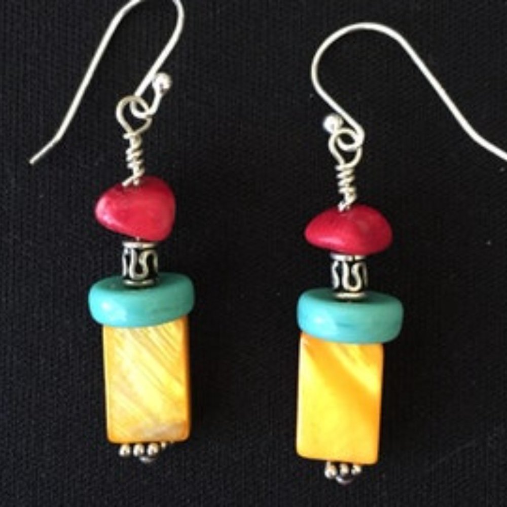 925 SS Organic Style Dangle Earrings - Picture 2 of 5